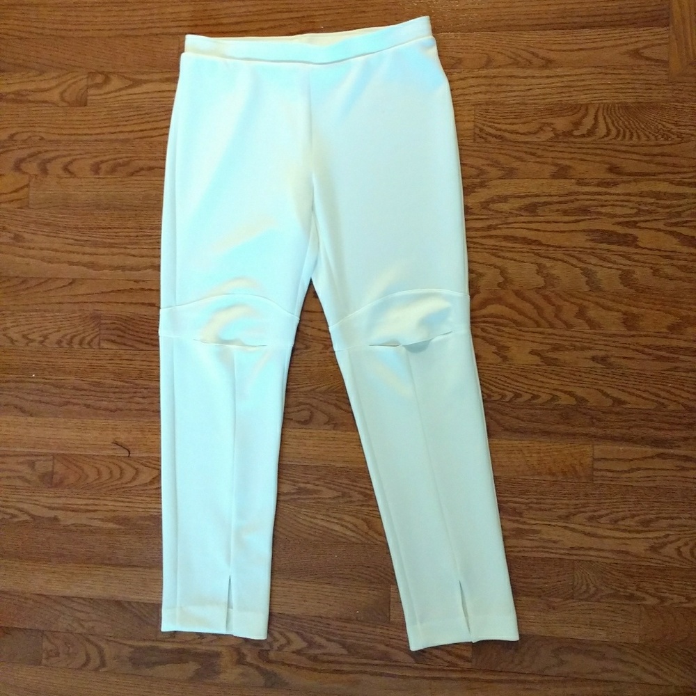 IC Collection White Pant Front Slits, Size L